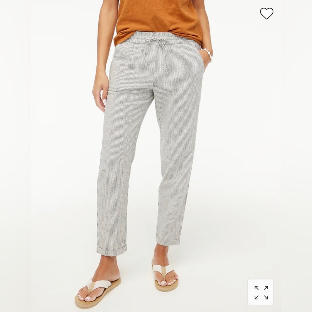 NWT women’s J. Crew Factory linen-blend stripe drawstring pants size 16